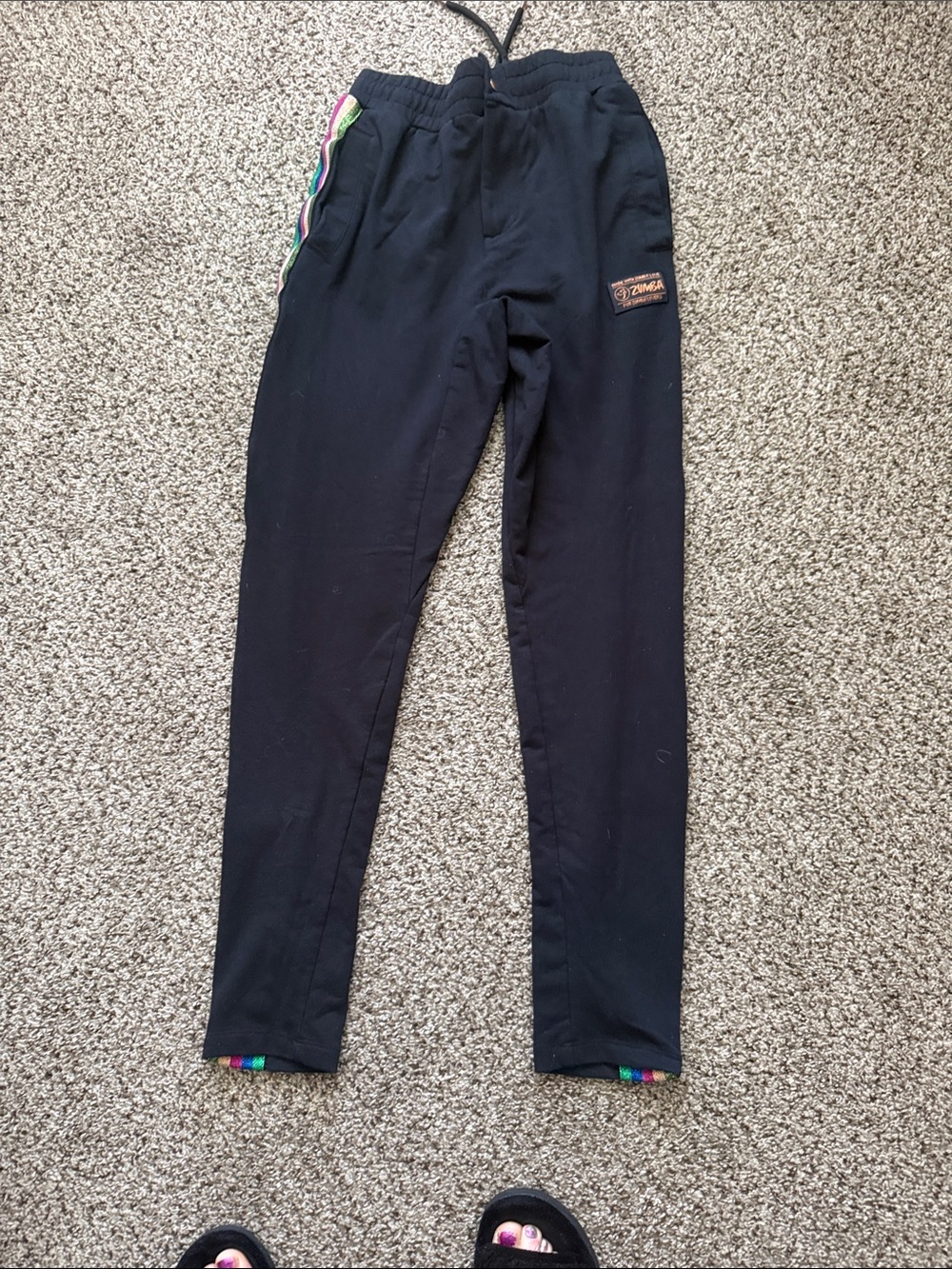 Zumba Fitness Black Kids Joggers with Rainbow Side Trim